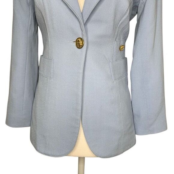 Smythe Classic Duchess Blazer Light Blue Size 4 Wool Lapel Collared Jacket - Picture 3 of 12